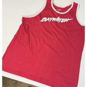 Baywatch Mens Sleeveless Tank Top Doublesided Malibu Beach Patrol Red XL